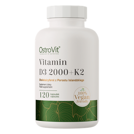 OstroVit Vitamina D3 2000 UI + K2 VEGE 120 cápsulas