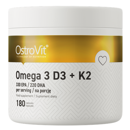 OstroVit Omega 3 D3+K2 180 cápsulas