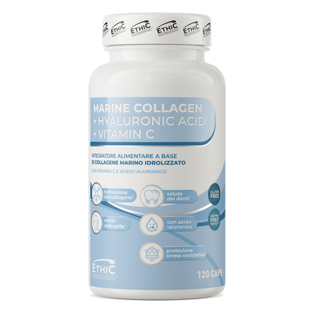 Ethic Nutraceutici™ Marine Collagene + Hyaluronic Acid + Vitamina C 120 cápsulas