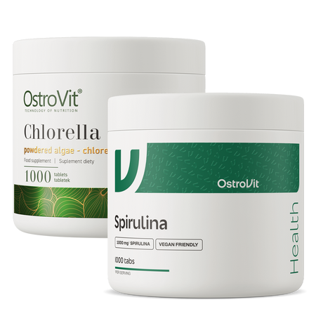 OstroVit Chlorella VEGE 1000 comprimidos + Spirulina VEGE 1000 comprimidos