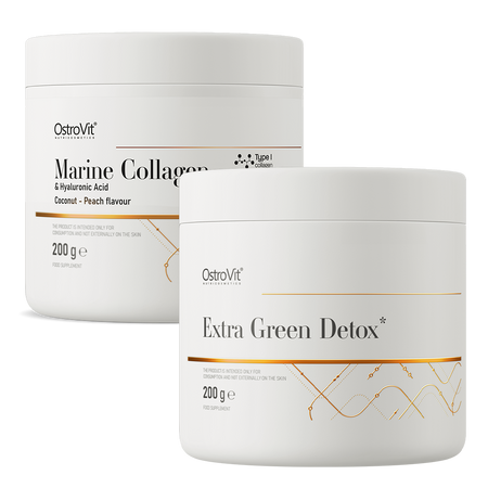 OstroVit Extra Green Detox 200 g + Colágeno Marino + Ácido Hialurónico 200 g
