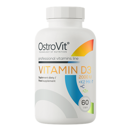 OstroVit Vitamina D3 2000 UI + K2 MK-7 + C + Zn 60 cápsulas